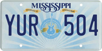 MS license plate YUR504