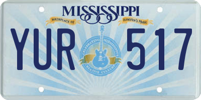 MS license plate YUR517