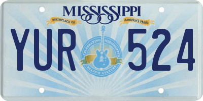 MS license plate YUR524