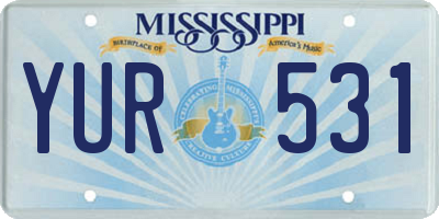 MS license plate YUR531