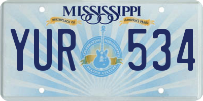 MS license plate YUR534