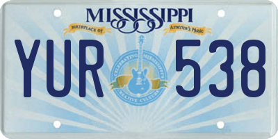 MS license plate YUR538