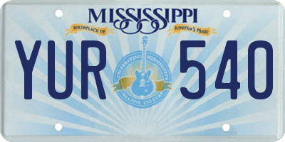 MS license plate YUR540