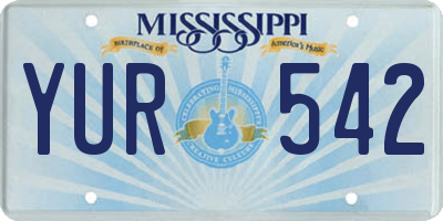 MS license plate YUR542