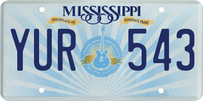 MS license plate YUR543