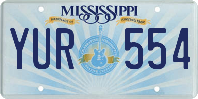 MS license plate YUR554