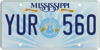 MS license plate YUR560