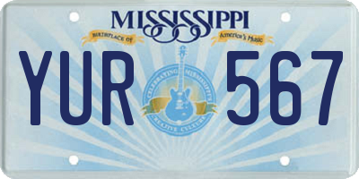 MS license plate YUR567
