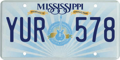 MS license plate YUR578