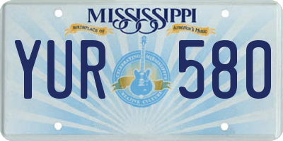 MS license plate YUR580