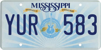 MS license plate YUR583