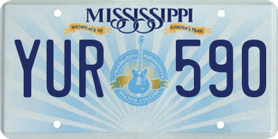 MS license plate YUR590