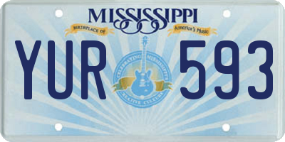 MS license plate YUR593