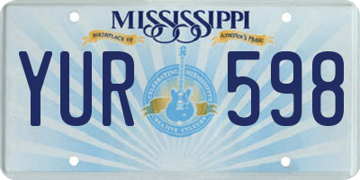 MS license plate YUR598
