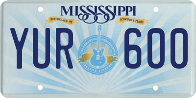 MS license plate YUR600