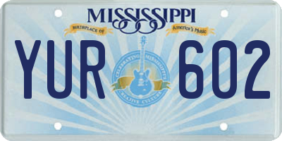 MS license plate YUR602