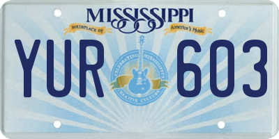 MS license plate YUR603