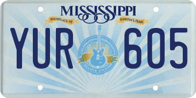 MS license plate YUR605