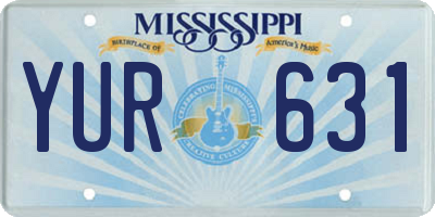 MS license plate YUR631