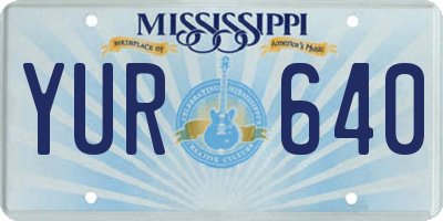 MS license plate YUR640