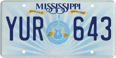 MS license plate YUR643