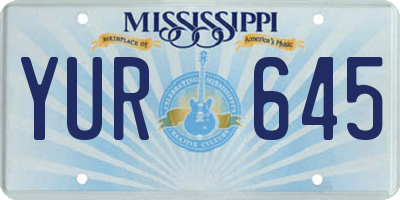 MS license plate YUR645