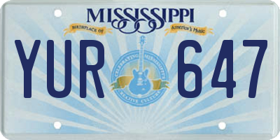 MS license plate YUR647
