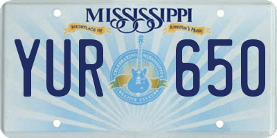 MS license plate YUR650