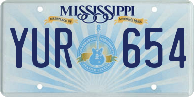 MS license plate YUR654