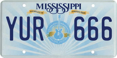 MS license plate YUR666