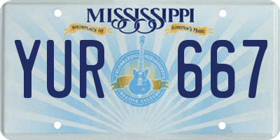 MS license plate YUR667