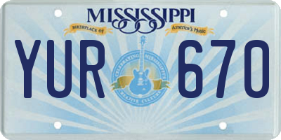 MS license plate YUR670