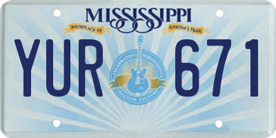 MS license plate YUR671