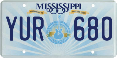 MS license plate YUR680
