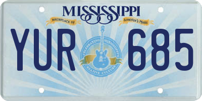 MS license plate YUR685