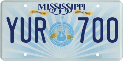 MS license plate YUR700