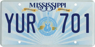 MS license plate YUR701
