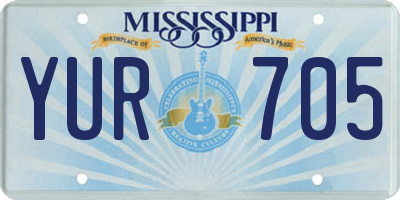 MS license plate YUR705