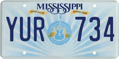 MS license plate YUR734