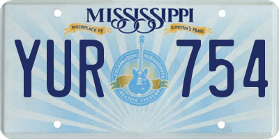 MS license plate YUR754