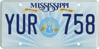 MS license plate YUR758