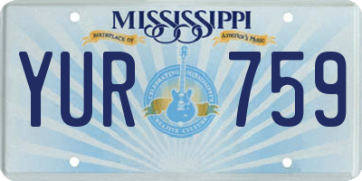 MS license plate YUR759