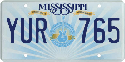 MS license plate YUR765