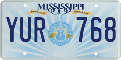 MS license plate YUR768