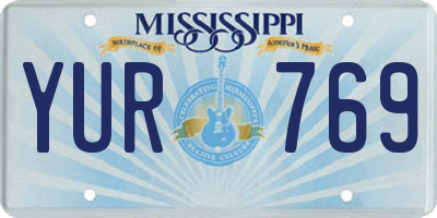 MS license plate YUR769