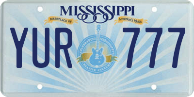 MS license plate YUR777