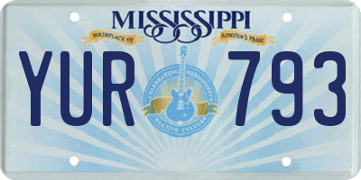 MS license plate YUR793
