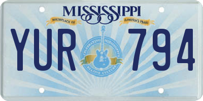 MS license plate YUR794