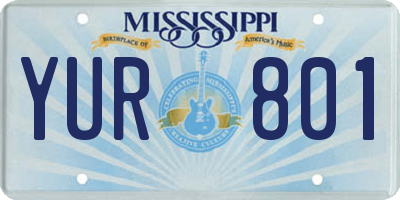 MS license plate YUR801