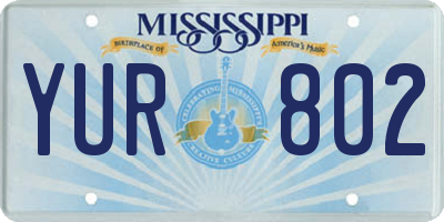 MS license plate YUR802